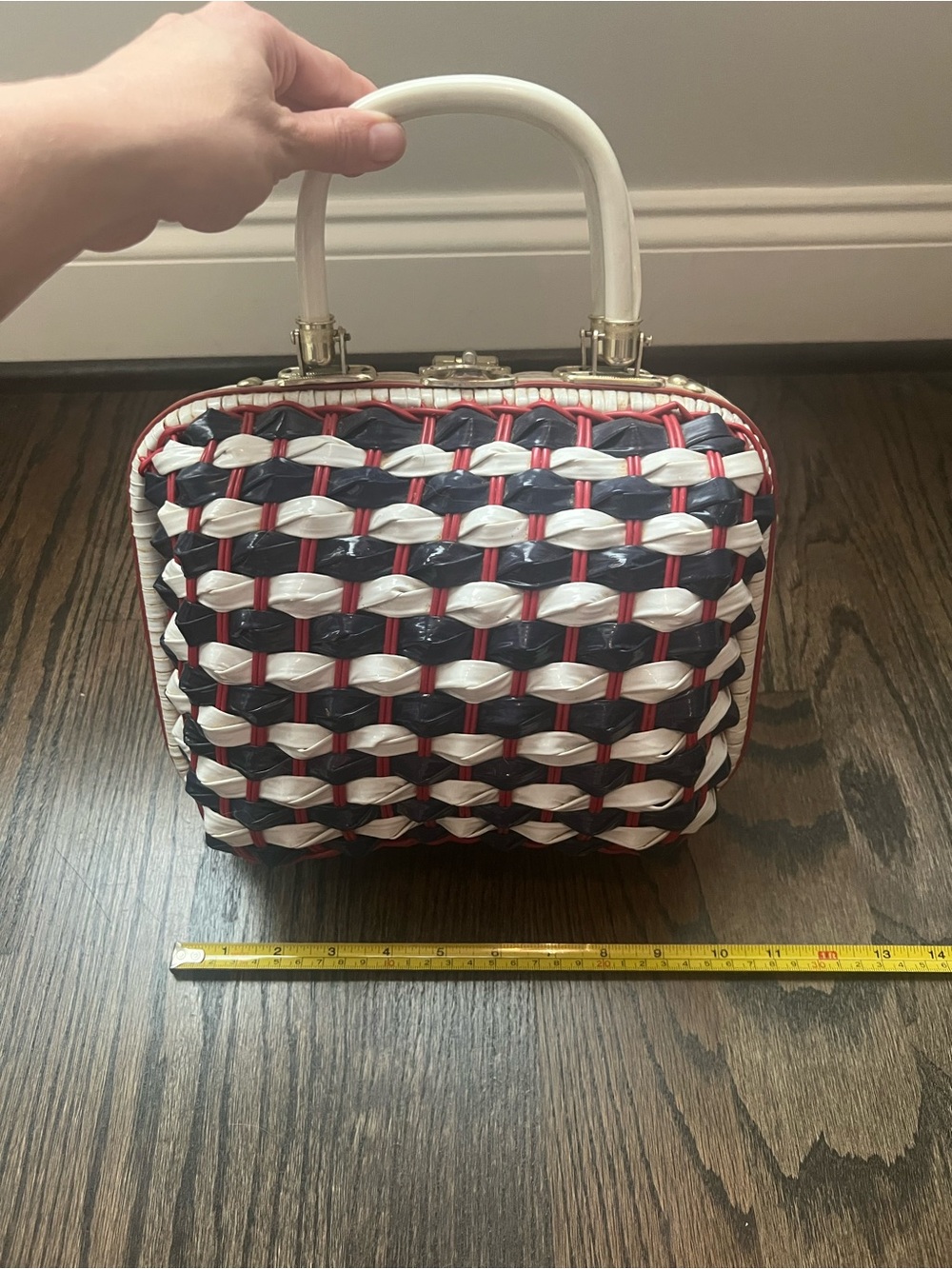 Woven Red, White & Blue Top-Handle Women’s Bag